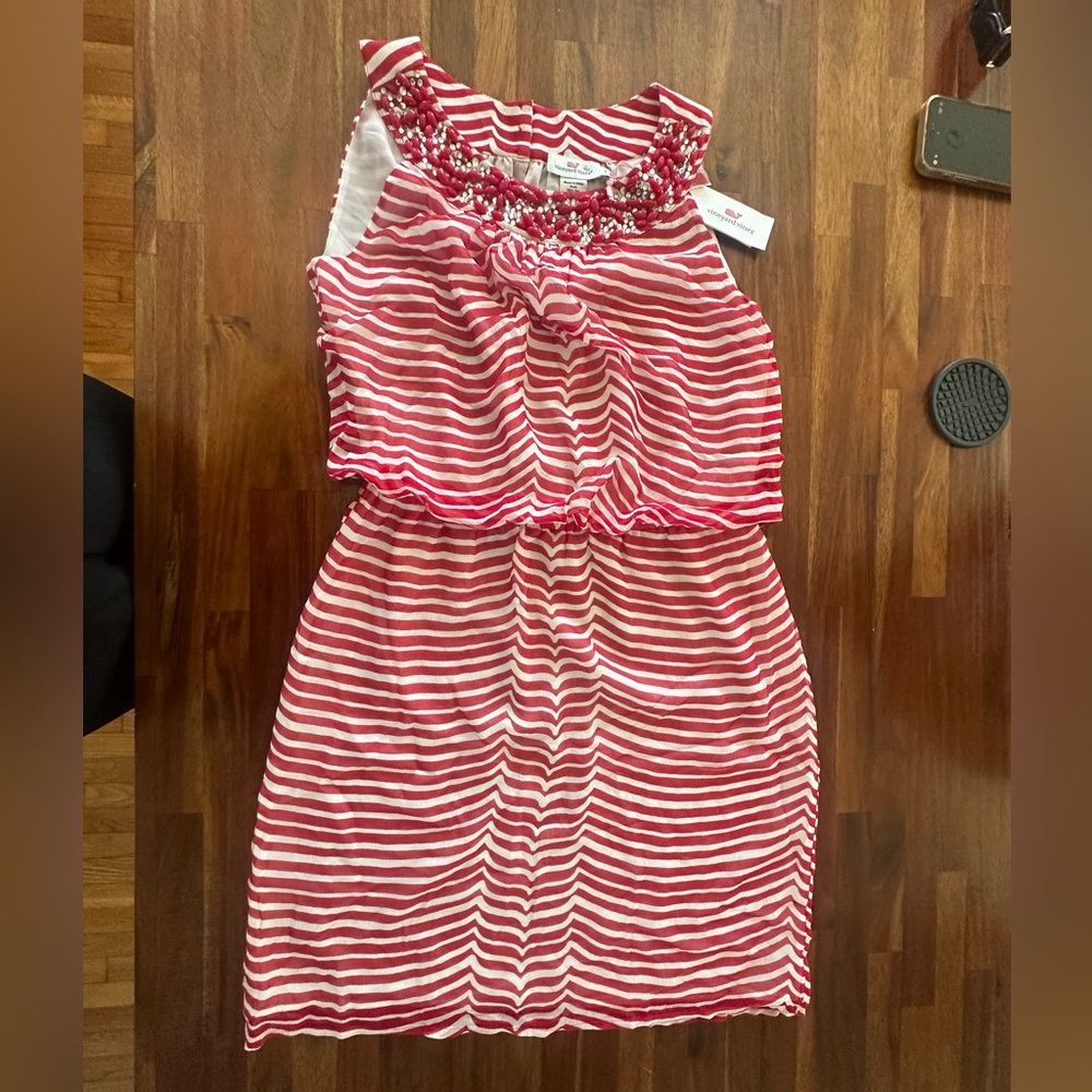 NWT Vineyard Vines Whale Wave Red Velvet Dress